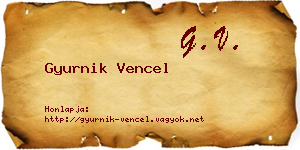 Gyurnik Vencel névjegykártya